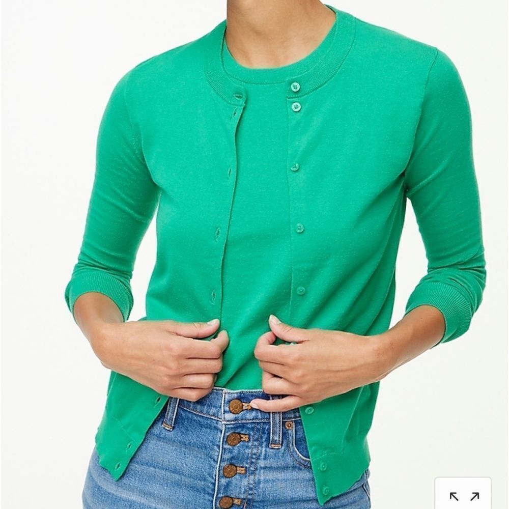 J.Crew Classic‎ Cotton Cardigan Sweater Green XS NWT IN PACKAGING